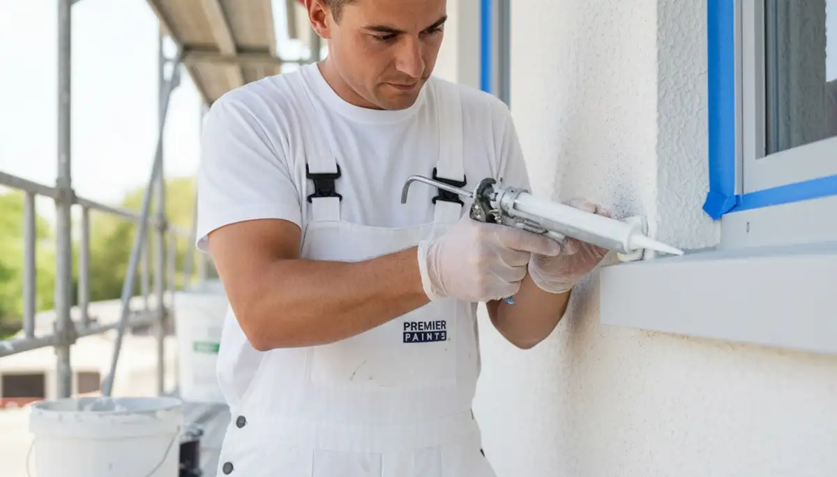 Professional caulking and sealing on Las Vegas home exterior by expert house painters
