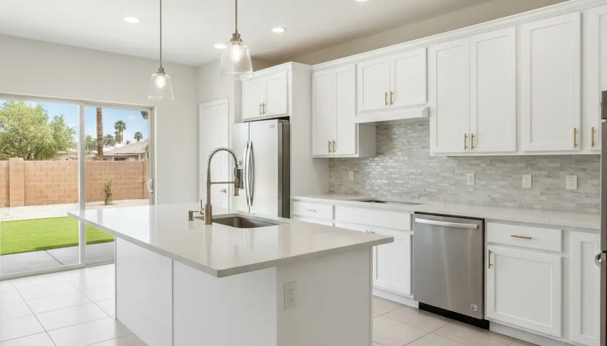 Refinished kitchen cabinets with smooth modern finish by expert painters in Las Vegas, NV