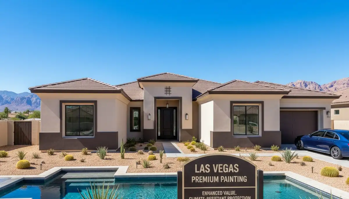 Freshly painted Las Vegas NV home exterior with smooth, durable finish by local house painters