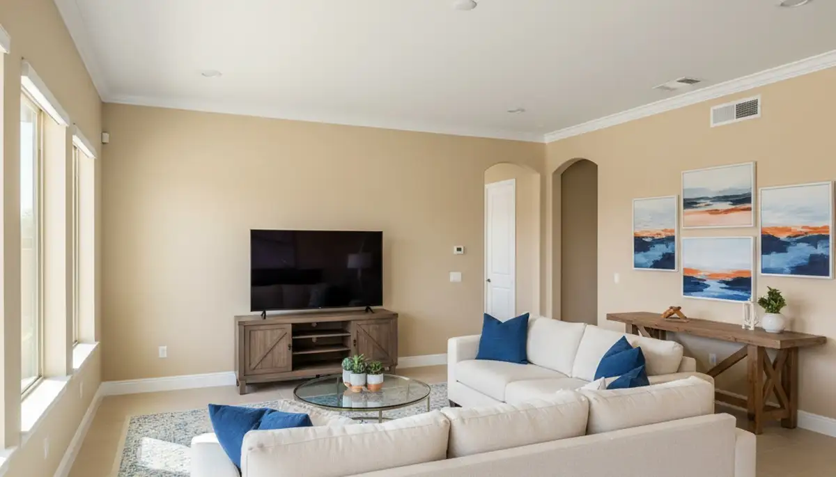 Modern living room with smooth interior painting by professional house painters in Las Vegas, NV
