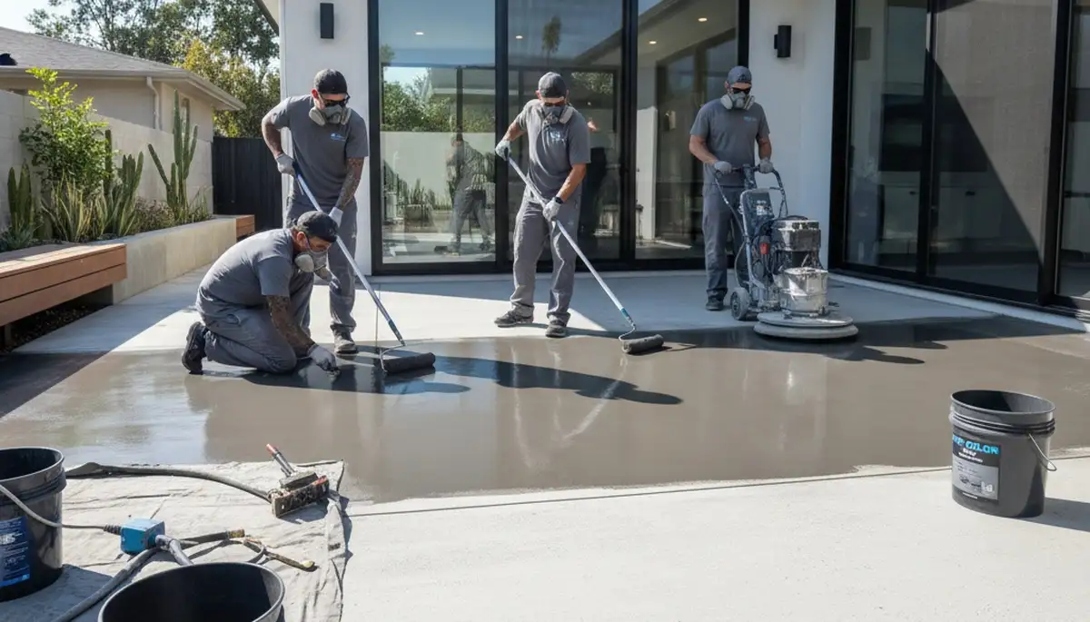 Professional concrete staining for patios and driveways in Las Vegas, NV by Desert-Tough Finishes
