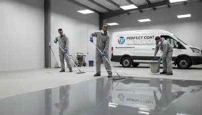 Epoxy floor coating in Las Vegas NV garage by professional house painters for durable surface finish