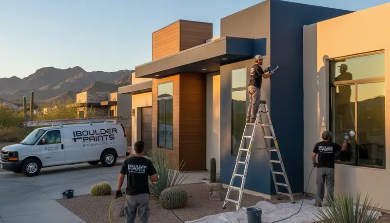 Professional house painters working on exterior home painting in Las Vegas, NV