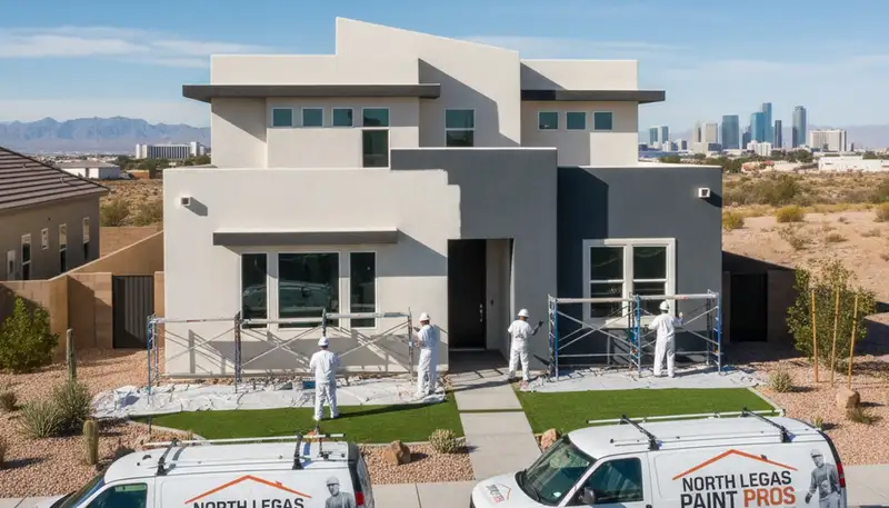 Professional house painters working on exterior home painting in Las Vegas, NV