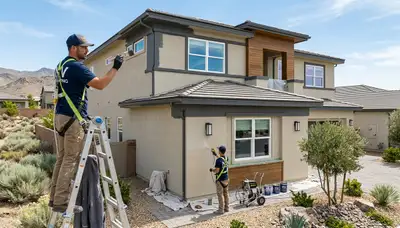 Professional house painters working on residential exterior in Las Vegas NV