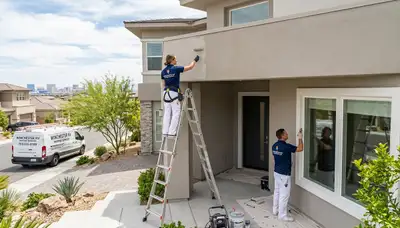Professional house painters in Las Vegas NV applying exterior paint to a residential home