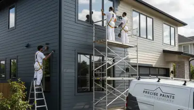 Professional siding painting in Las Vegas NV restoring home exterior with UV‑resistant desert coatings