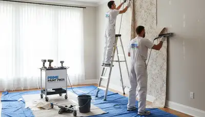 Professional wallpaper removal service in Las Vegas NV preparing walls for fresh interior paint