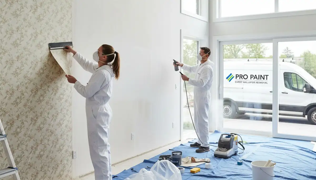 Professional wallpaper removal service in Las Vegas NV preparing walls for fresh paint